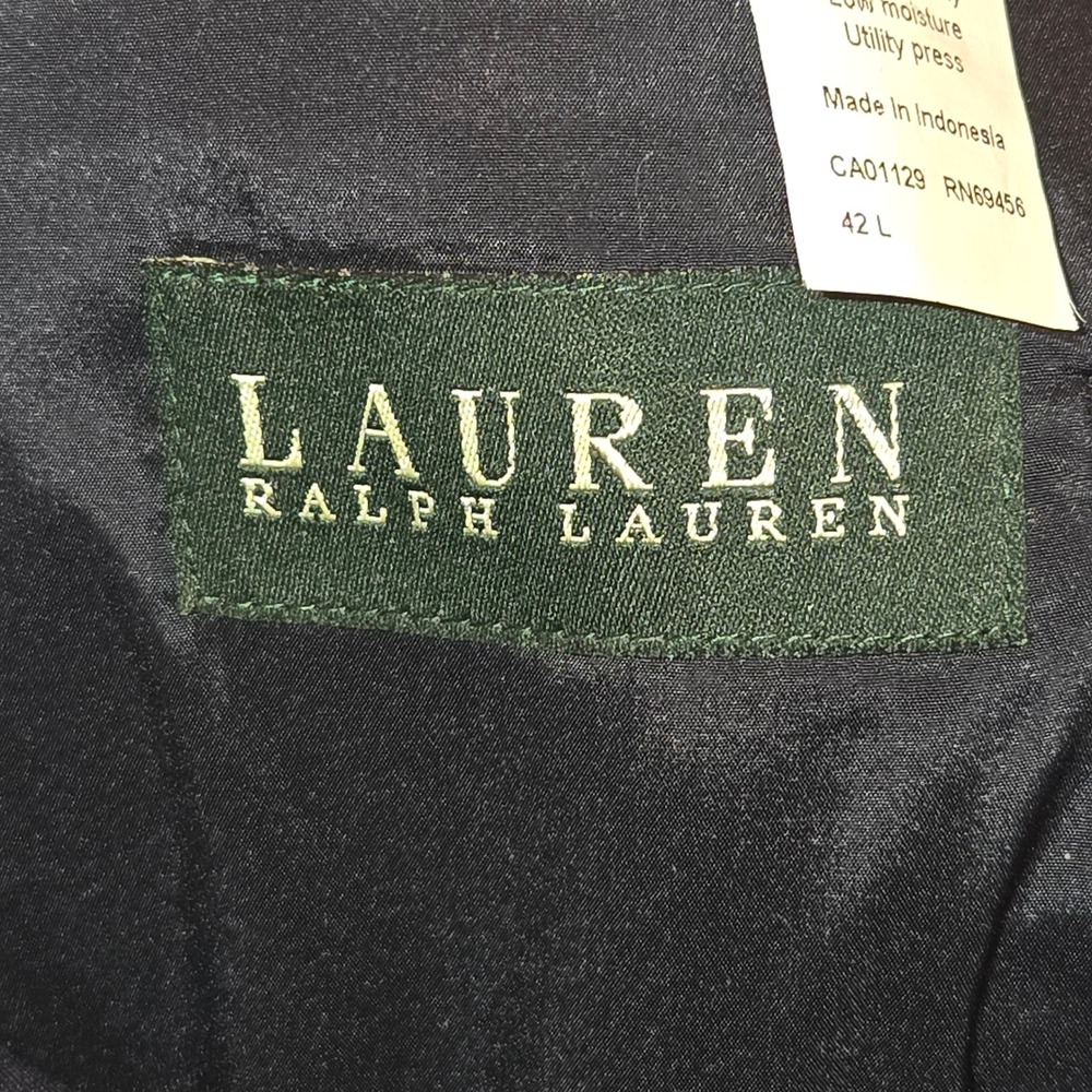 Lauren Ralph Lauren Blazer Mens 42L Navy Blue Wool Gold Crest Button Jacket - Picture 13 of 14